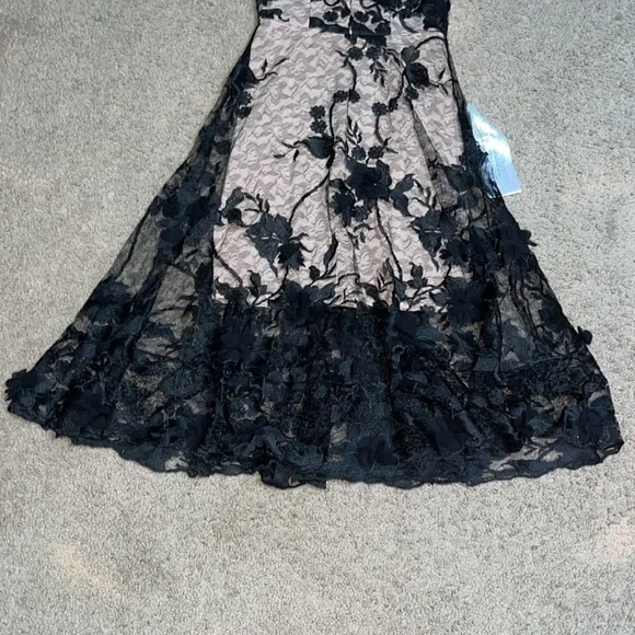 Dress the Population Audrey‎ Sheer Floral Overlay A-Line Sleeveless V-Neck XS